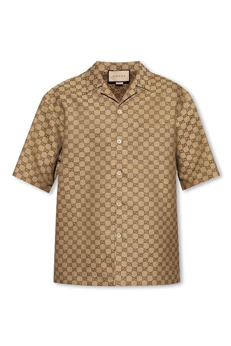 gucci silk t shirt|Gucci monogram shirt.